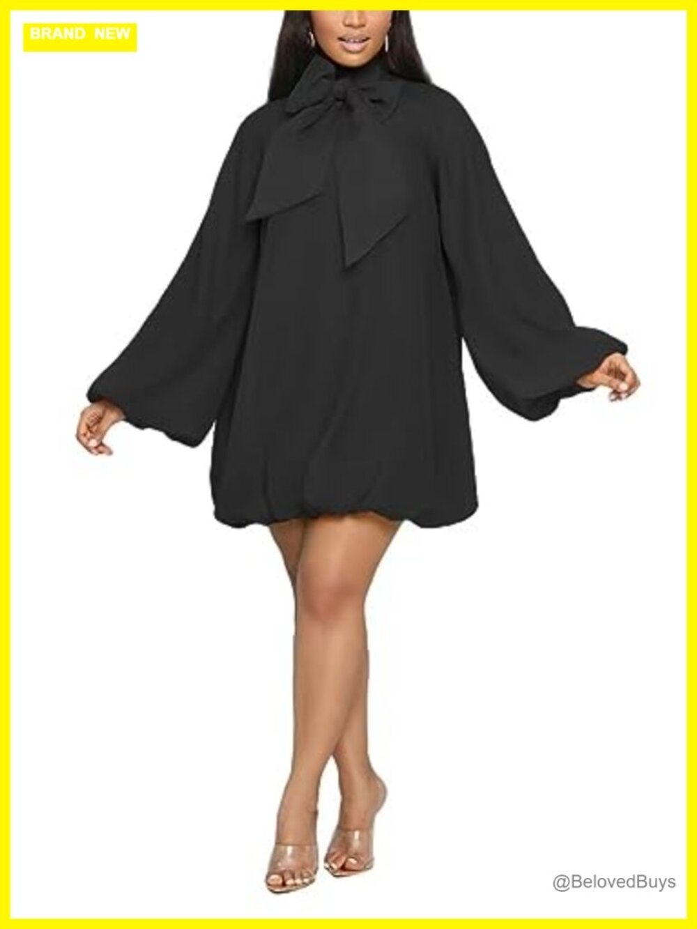 Polyester Chiffon Mini Dress | Puff Sleeve Cocktail A-Line